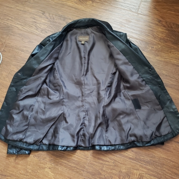 John Carlisle sz Medium genuine soft leather blazer jacket lightweight black - Picture 4 of 10